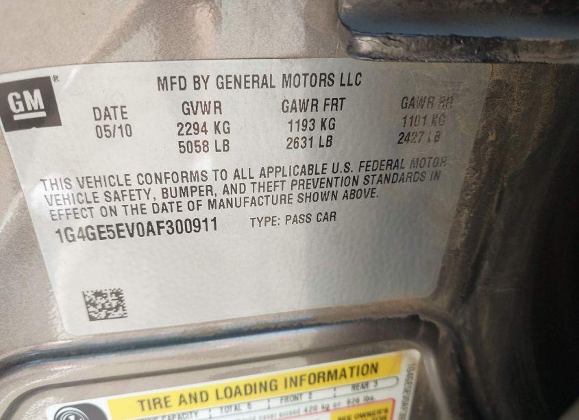 Photo 9 of 2010 Buick Lacrosse CXS (VIN 1G4GE5EV0AF300911)