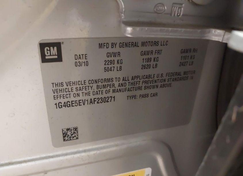 Photo 9 of 2010 Buick Lacrosse CXS (VIN 1G4GE5EV1AF230271)