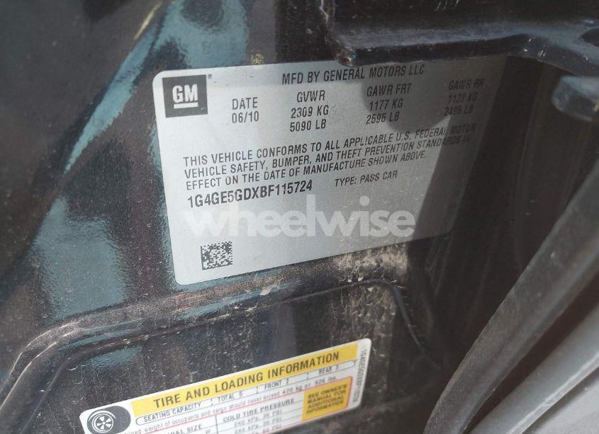 Photo 9 of 2011 Buick Lacrosse CXS (VIN 1G4GE5GDXBF115724)