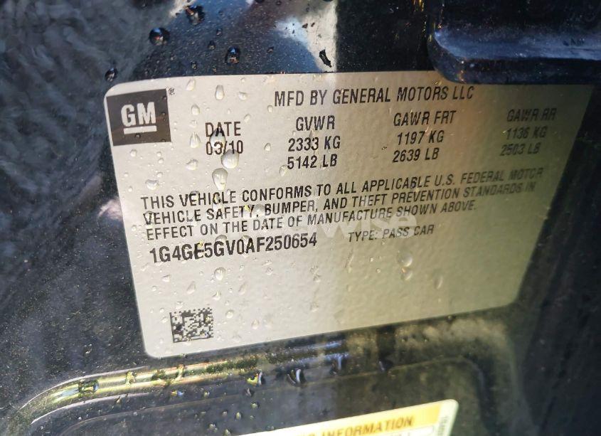 Photo 9 of 2010 Buick Lacrosse CXS (VIN 1G4GE5GV0AF250654)