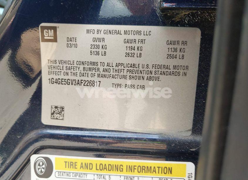 Photo 9 of 2010 Buick Lacrosse CXS (VIN 1G4GE5GV3AF226817)