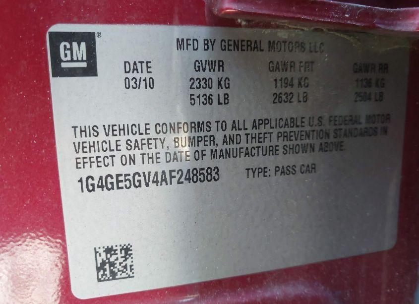 Photo 9 of 2010 Buick Lacrosse CXS (VIN 1G4GE5GV4AF248583)