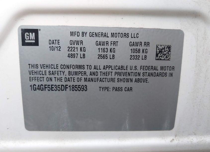 Photo 9 of 2013 Buick Lacrosse PREMIUM 1 GROUP (VIN 1G4GF5E35DF185593)