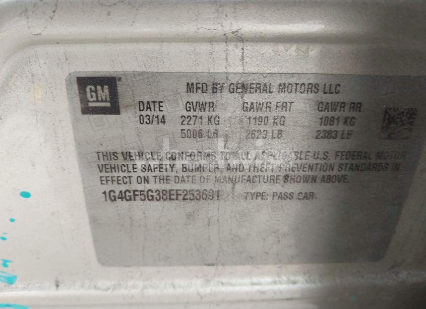 Photo 9 of 2014 Buick Lacrosse PREMIUM II GROUP (VIN 1G4GF5G38EF253691)