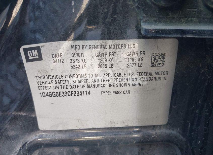 Photo 9 of 2012 Buick Lacrosse PREMIUM 2 GROUP (VIN 1G4GG5E33CF334174)