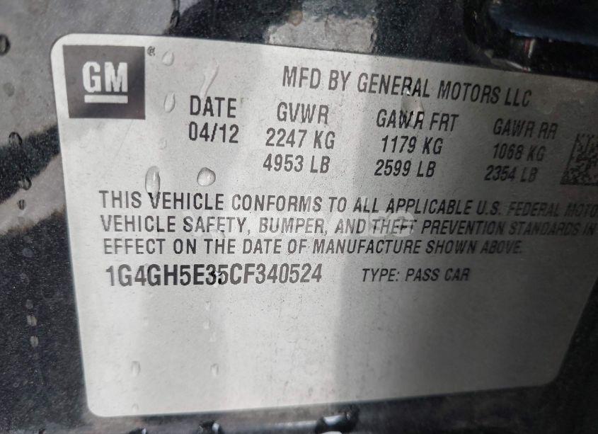 Photo 8 of 2012 Buick Lacrosse PREMIUM 3 GROUP (VIN 1G4GH5E35CF340524)