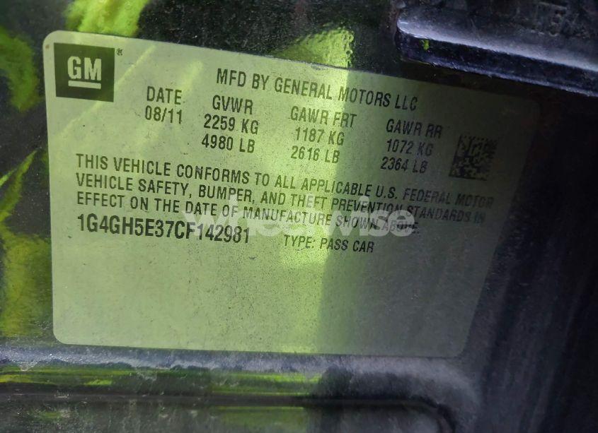 Photo 9 of 2012 Buick Lacrosse PREMIUM 3 GROUP (VIN 1G4GH5E37CF142981)