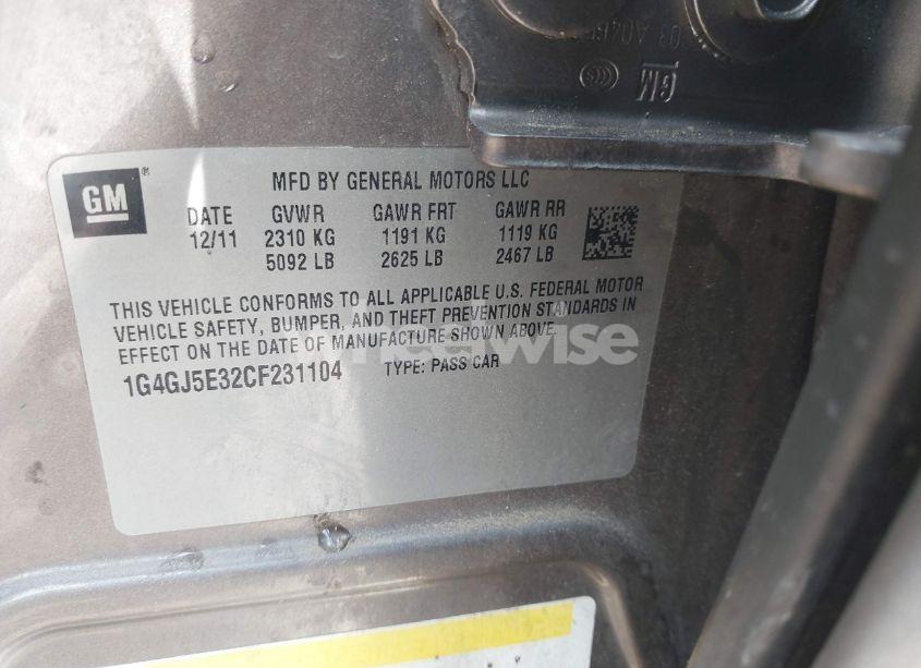 Photo 9 of 2012 Buick Lacrosse TOURING GROUP (VIN 1G4GJ5E32CF231104)