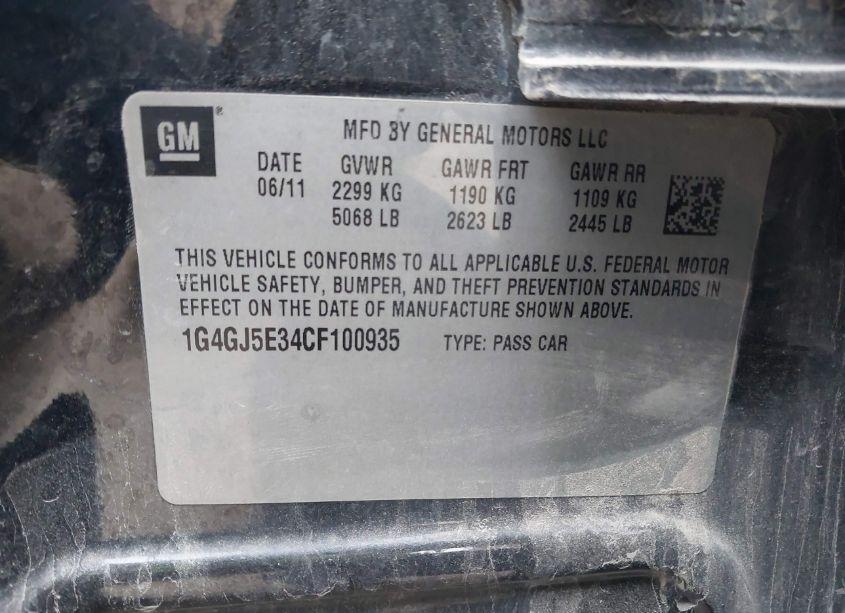 Photo 9 of 2012 Buick Lacrosse TOURING GROUP (VIN 1G4GJ5E34CF100935)