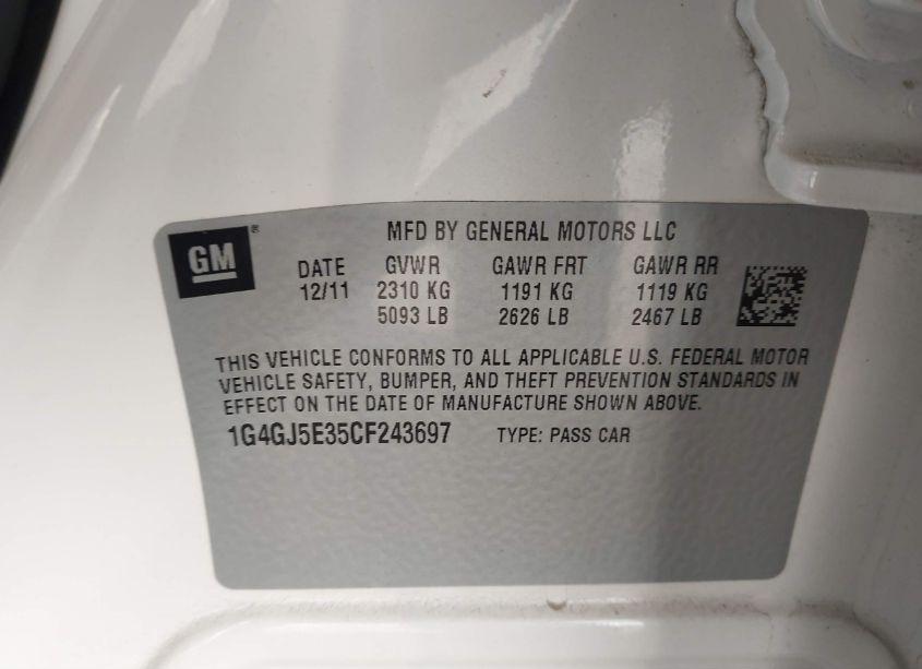 Photo 9 of 2012 Buick Lacrosse TOURING GROUP (VIN 1G4GJ5E35CF243697)