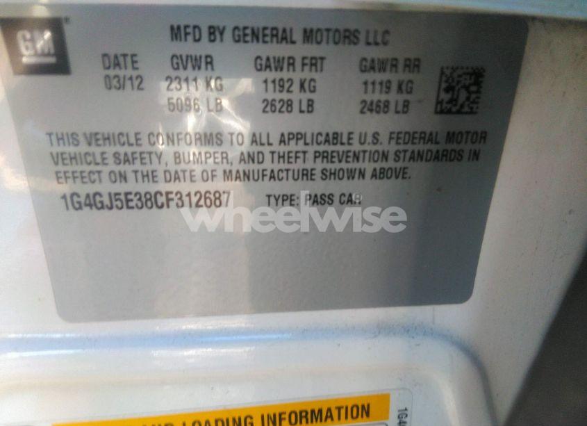 Photo 9 of 2012 Buick Lacrosse TOURING GROUP (VIN 1G4GJ5E38CF312687)