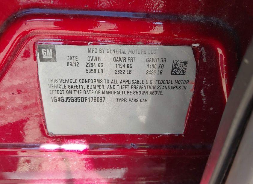 Photo 9 of 2013 Buick Lacrosse TOURING GROUP (VIN 1G4GJ5G35DF178087)