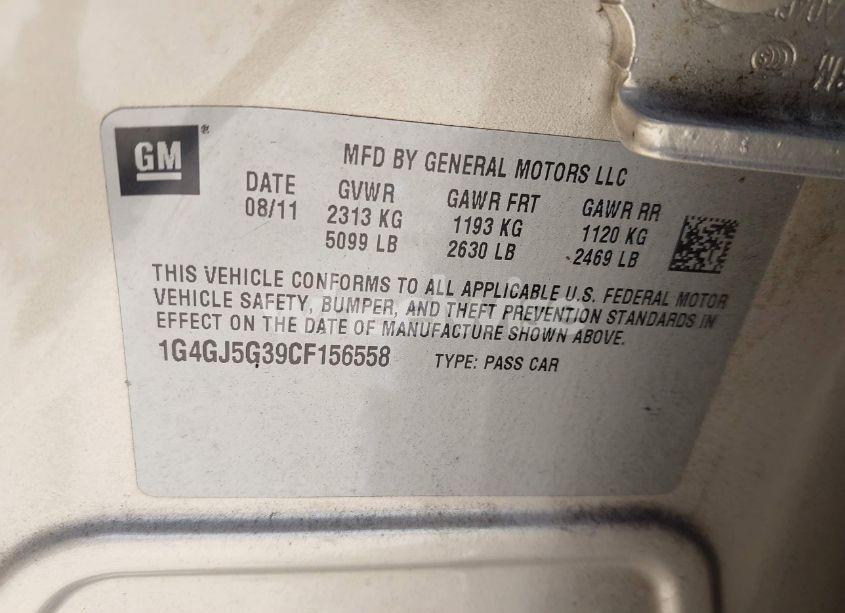 Photo 9 of 2012 Buick Lacrosse TOURING GROUP (VIN 1G4GJ5G39CF156558)