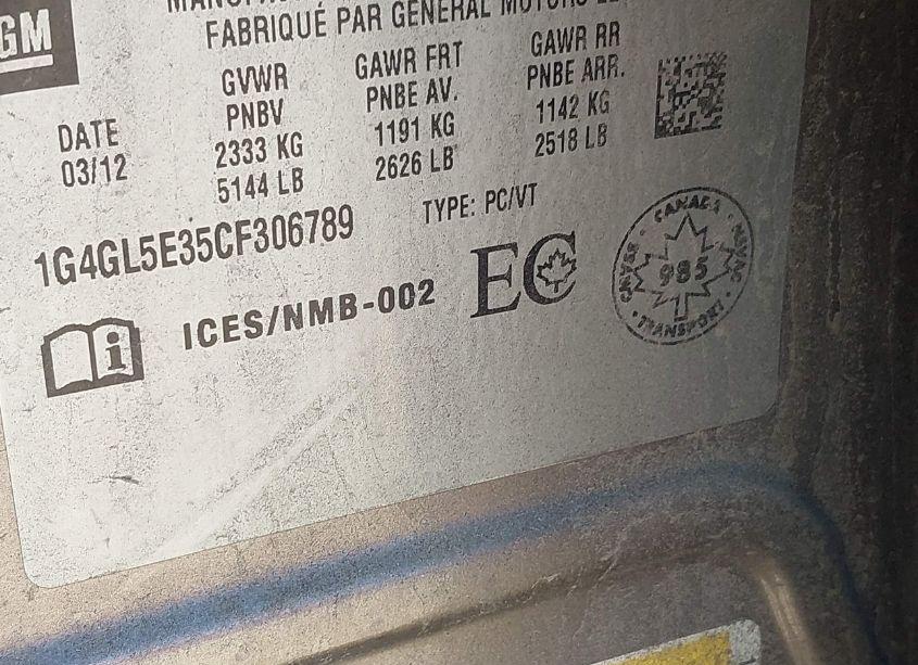 Photo 9 of 2012 Buick Lacrosse LEATHER GROUP (VIN 1G4GL5E35CF306789)