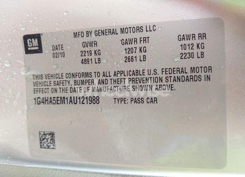 Photo 9 of 2010 Buick Lucerne CX (VIN 1G4HA5EM1AU121988)