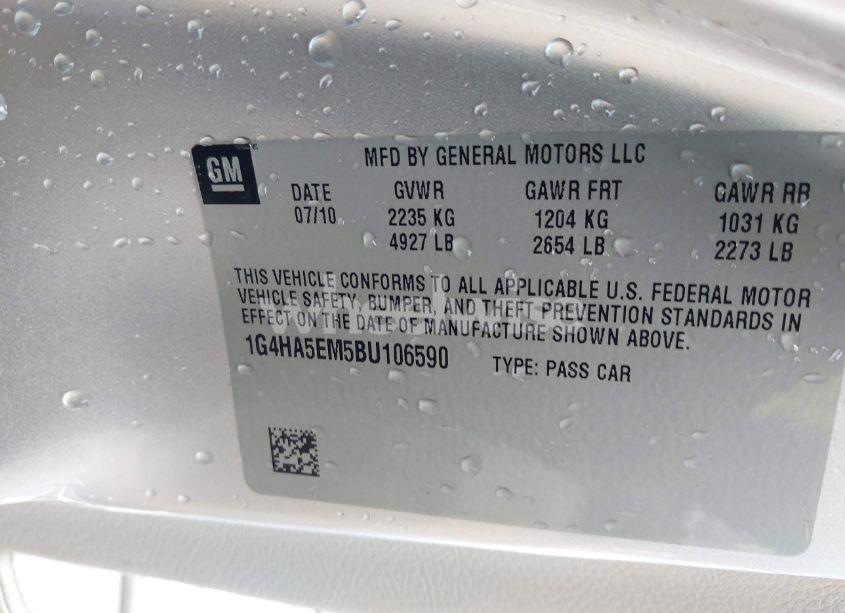 Photo 9 of 2011 Buick Lucerne CX (VIN 1G4HA5EM5BU106590)