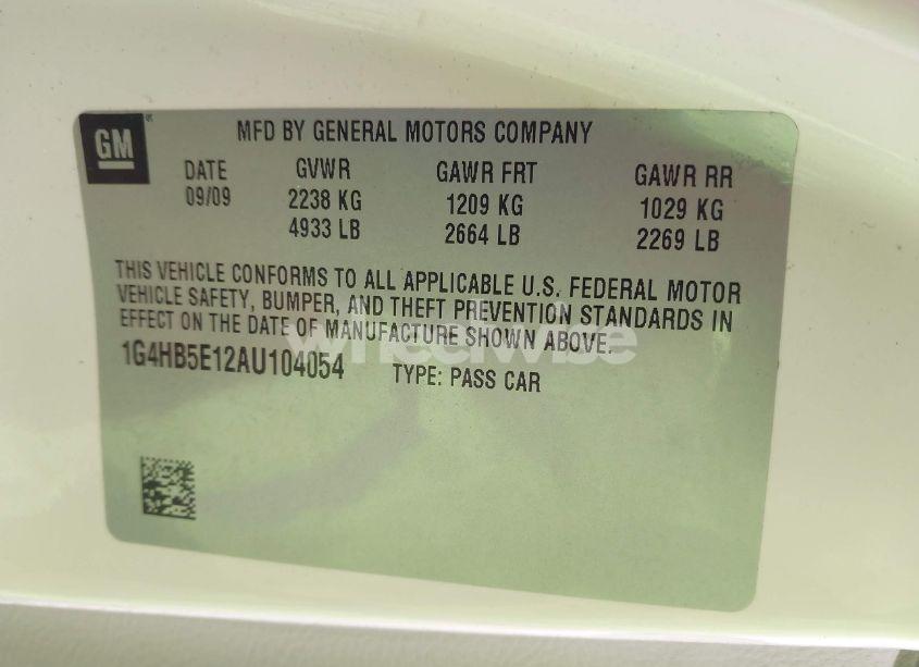 Photo 9 of 2010 Buick Lucerne CX-2 (VIN 1G4HB5E12AU104054)