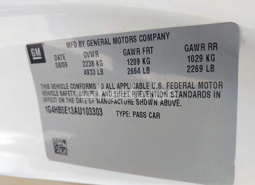 Photo 9 of 2010 Buick Lucerne CX-2 (VIN 1G4HB5E13AU103303)