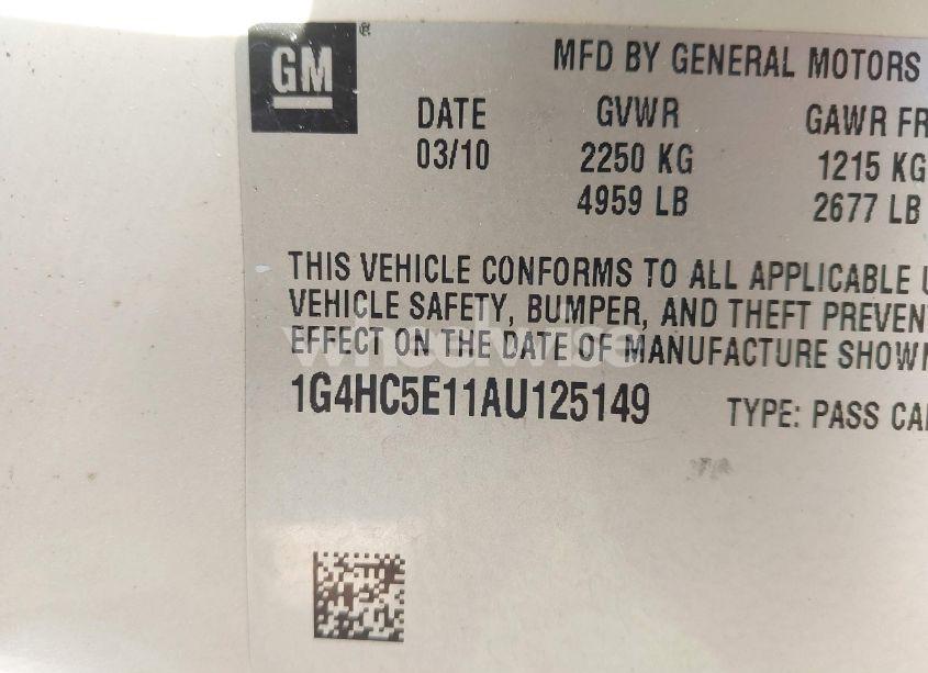 Photo 9 of 2010 Buick Lucerne CXL (VIN 1G4HC5E11AU125149)