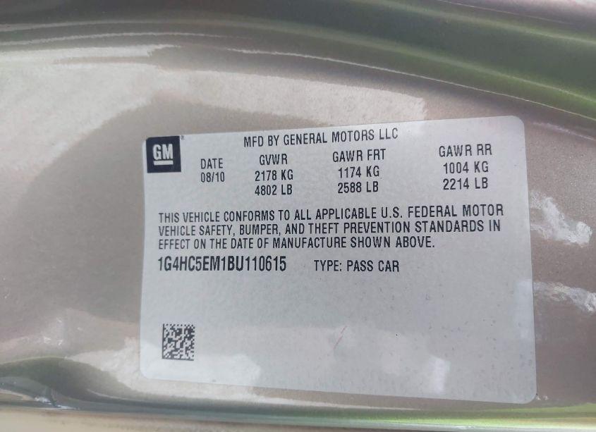 Photo 9 of 2011 Buick Lucerne CXL (VIN 1G4HC5EM1BU110615)