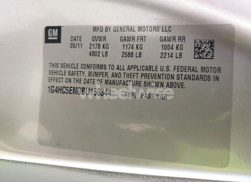 Photo 9 of 2011 Buick Lucerne (VIN 1G4HC5EM9BU150344)