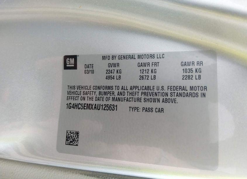 Photo 9 of 2010 Buick Lucerne CXL (VIN 1G4HC5EMXAU125631)