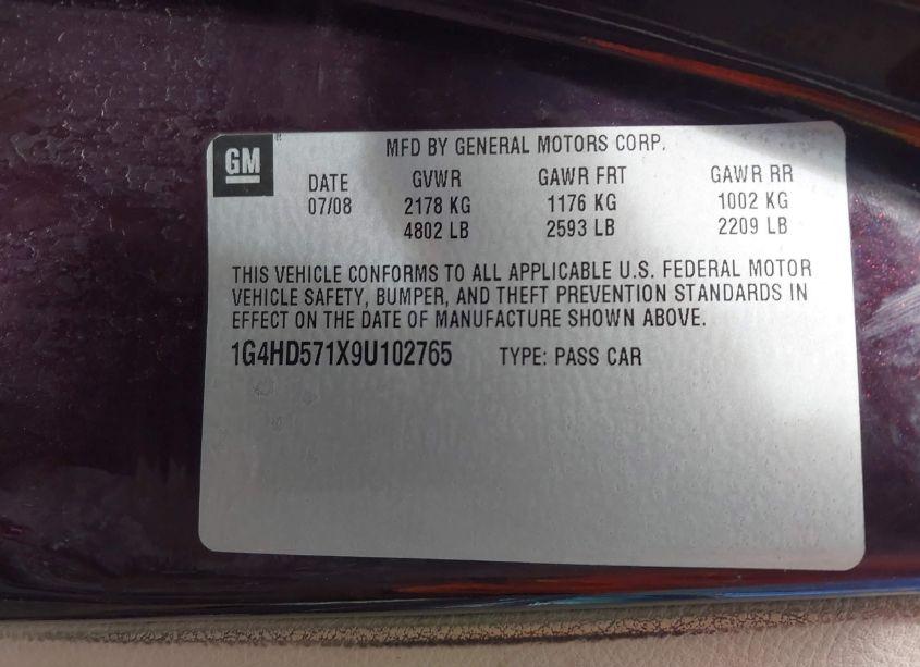 Photo 9 of 2009 Buick Lucerne CXL (VIN 1G4HD571X9U102765)