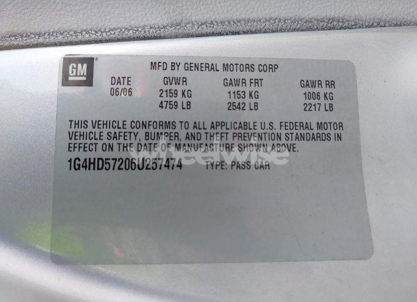 Photo 9 of 2006 Buick Lucerne CXL (VIN 1G4HD57206U257474)