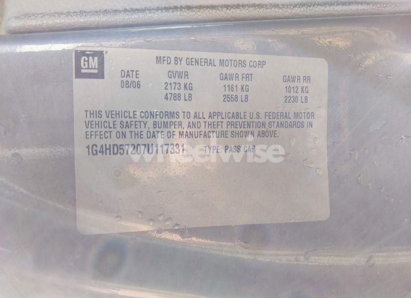 Photo 9 of 2007 Buick Lucerne CXL (VIN 1G4HD57207U117331)