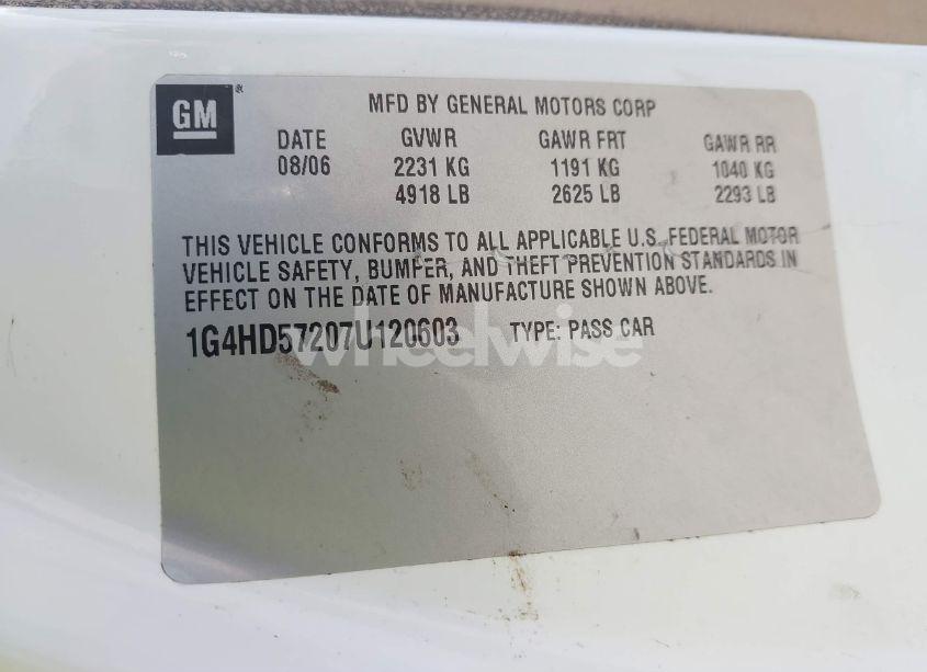 Photo 9 of 2007 Buick Lucerne CXL (VIN 1G4HD57207U120603)