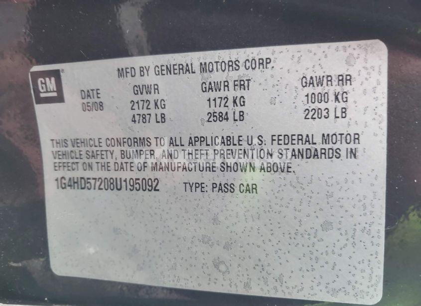 Photo 9 of 2008 Buick Lucerne CXL (VIN 1G4HD57208U195092)