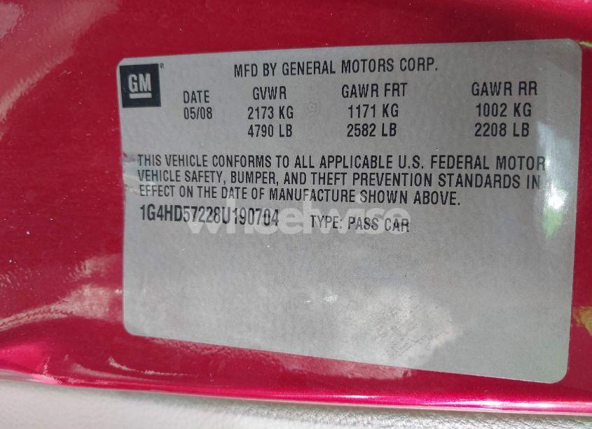 Photo 9 of 2008 Buick Lucerne CXL (VIN 1G4HD57228U190704)