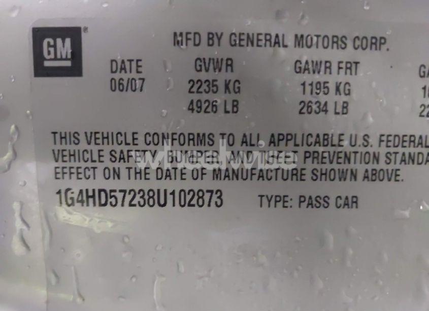 Photo 9 of 2008 Buick Lucerne CXL (VIN 1G4HD57238U102873)