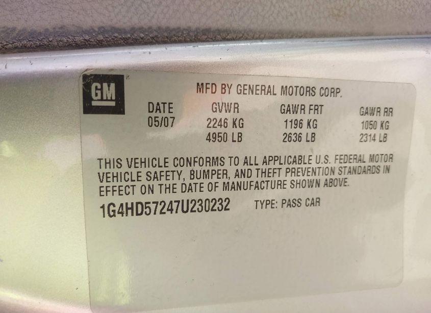 Photo 9 of 2007 Buick Lucerne CXL (VIN 1G4HD57247U230232)