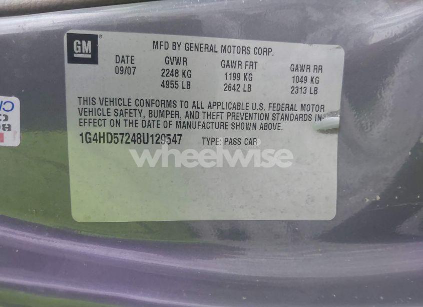 Photo 9 of 2008 Buick Lucerne CXL (VIN 1G4HD57248U129547)