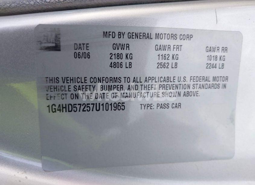 Photo 9 of 2007 Buick Lucerne CXL (VIN 1G4HD57257U101965)