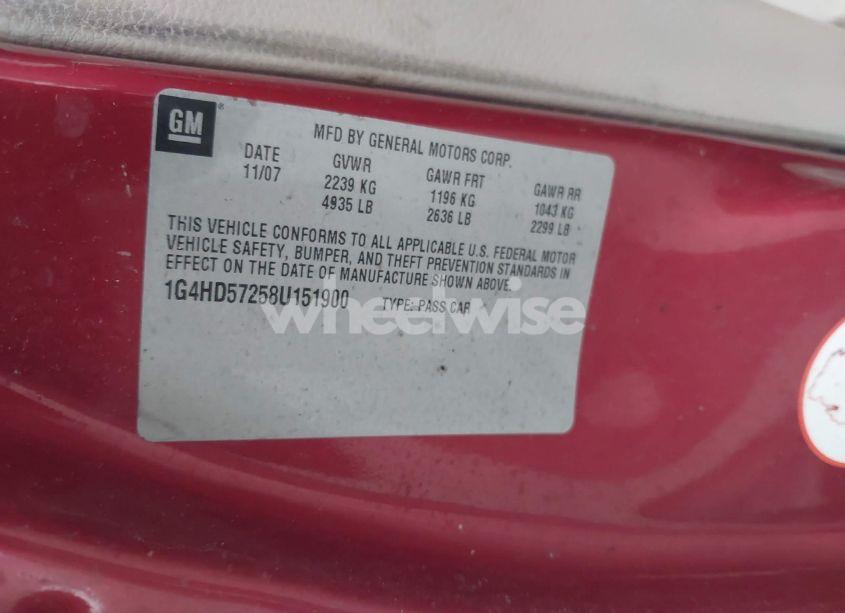 Photo 9 of 2008 Buick Lucerne CXL (VIN 1G4HD57258U151900)