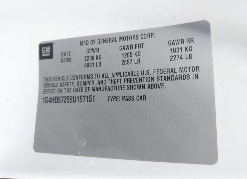 Photo 9 of 2008 Buick Lucerne CXL (VIN 1G4HD57258U187151)