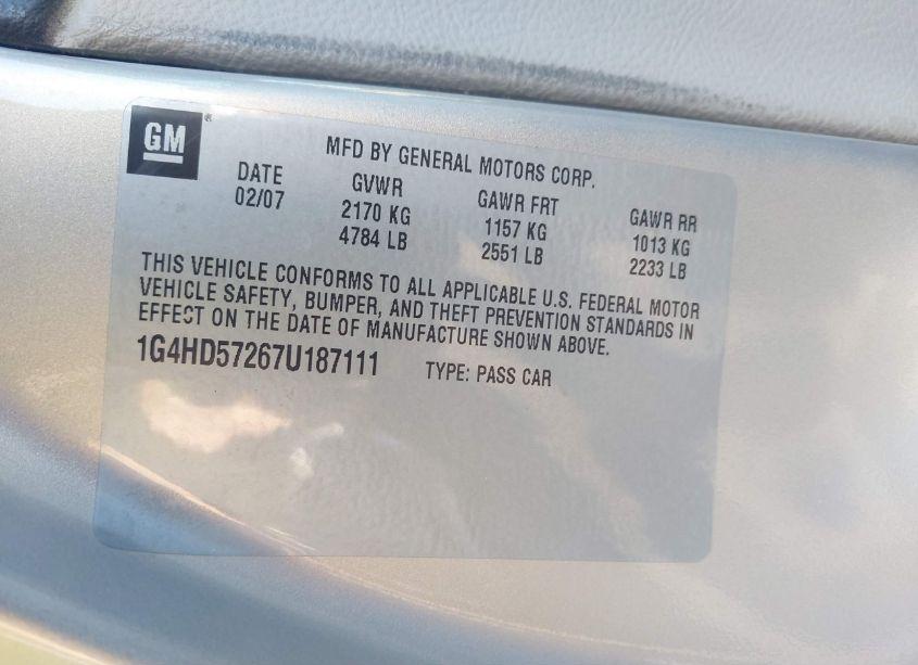 Photo 9 of 2007 Buick Lucerne CXL (VIN 1G4HD57267U187111)