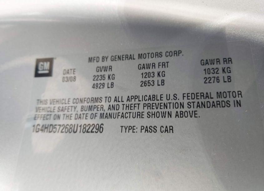 Photo 9 of 2008 Buick Lucerne CXL (VIN 1G4HD57268U182296)