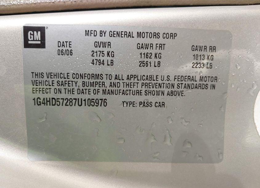 Photo 9 of 2007 Buick Lucerne CXL (VIN 1G4HD57287U105976)