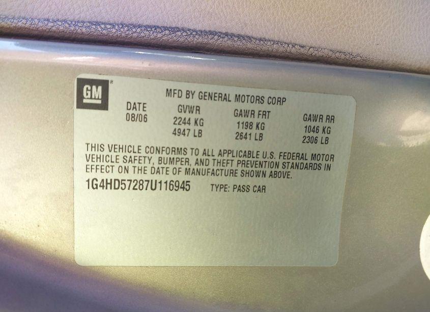 Photo 9 of 2007 Buick Lucerne CXL (VIN 1G4HD57287U116945)