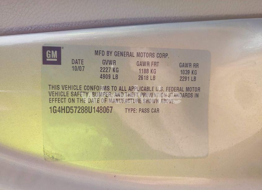 Photo 9 of 2008 Buick Lucerne CXL (VIN 1G4HD57288U148067)