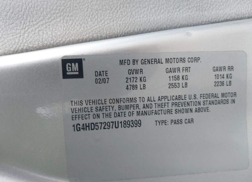 Photo 9 of 2007 Buick Lucerne CXL (VIN 1G4HD57297U189399)