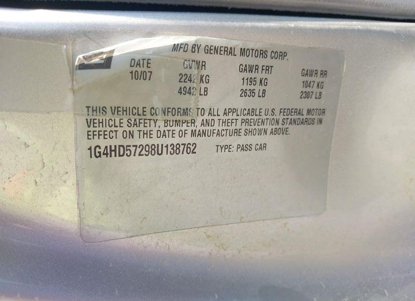 Photo 9 of 2008 Buick Lucerne CXL (VIN 1G4HD57298U138762)