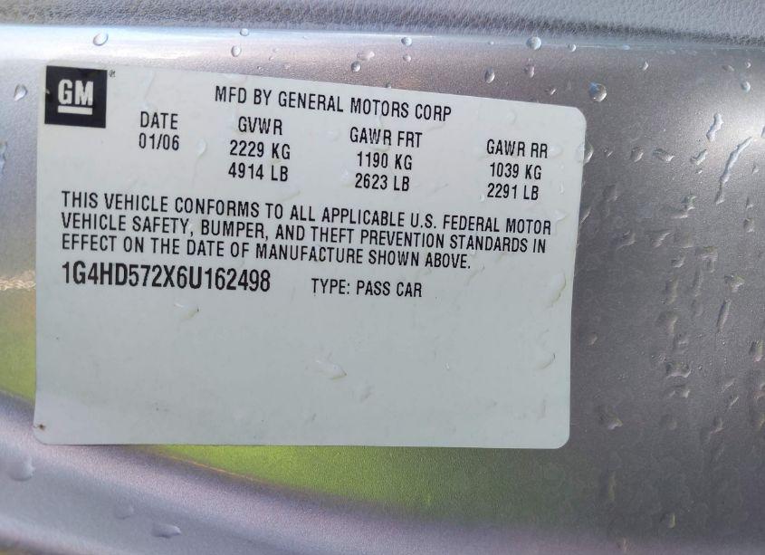 Photo 9 of 2006 Buick Lucerne CXL (VIN 1G4HD572X6U162498)