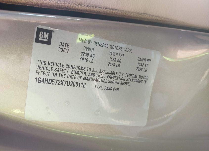 Photo 9 of 2007 Buick Lucerne CXL (VIN 1G4HD572X7U200118)