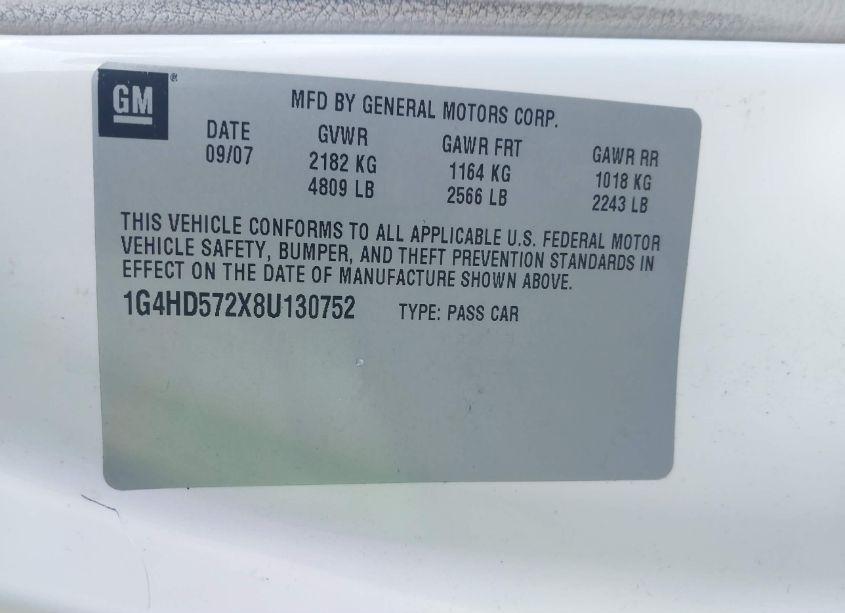 Photo 9 of 2008 Buick Lucerne CXL (VIN 1G4HD572X8U130752)