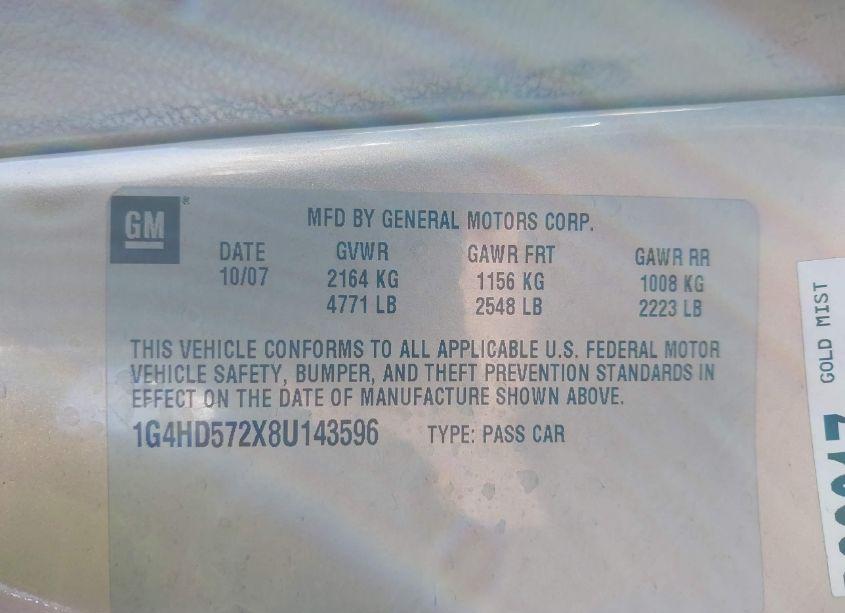 Photo 9 of 2008 Buick Lucerne CXL (VIN 1G4HD572X8U143596)