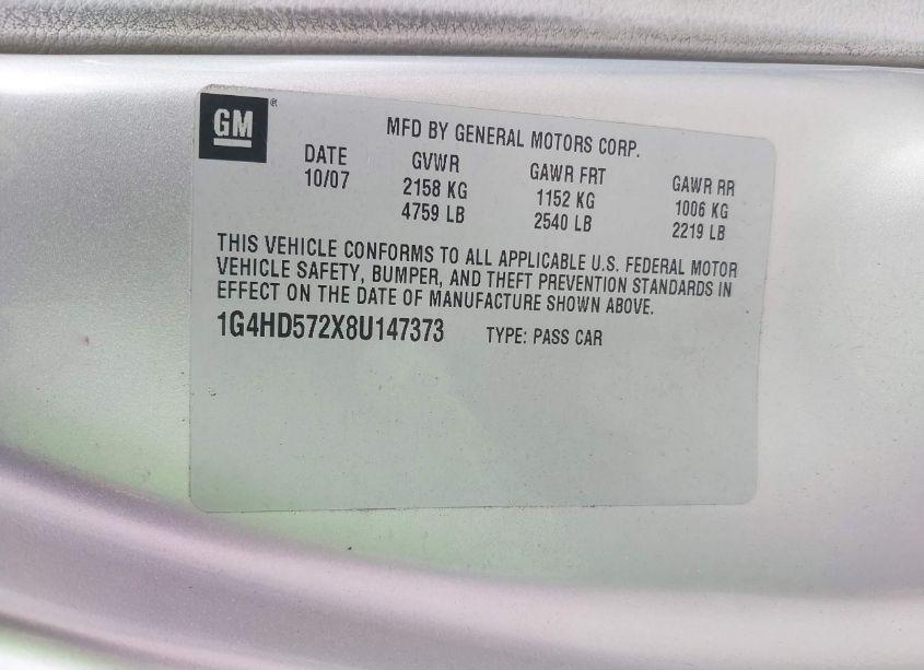 Photo 9 of 2008 Buick Lucerne CXL (VIN 1G4HD572X8U147373)